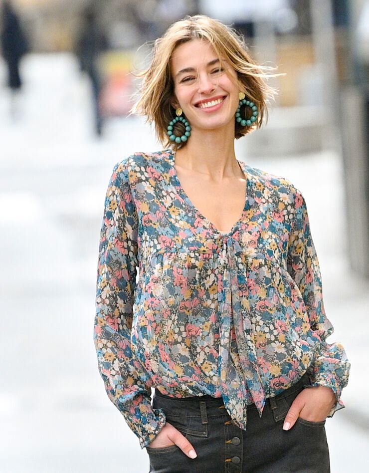 Blouse lavallière manches longues (rose / vert) Blouse lavallière manches longues (rose / vert)