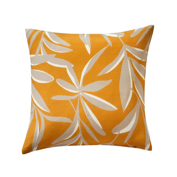 Housse de coussin imprimé feuillage (miel)