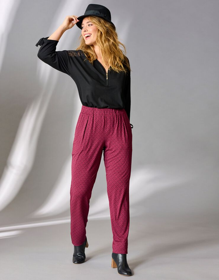 Pantalon maille imprimé (bordeaux / noir) Pantalon maille imprimé (bordeaux / noir)