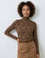 Sous-pull col roul&eacute; imprim&eacute; peau de b&ecirc;te, stretch (caramel / noir)