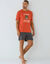 Pyjama short message motif hibou manches courtes  (orange / anthracite)