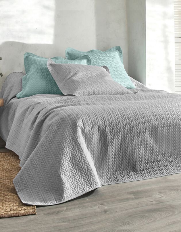 Couvre-lit matelassé microfibre motif géométrique (gris perle)