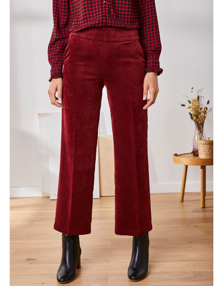 Pantalon velours longueur 3⁄4, taille haute (brique) Pantalon velours longueur 3⁄4, taille haute (brique)