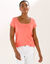 T-shirt col carr&eacute;, manches courtes (corail)