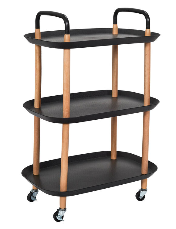 Desserte à roulette, 3 plateaux (noir)