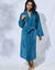 Peignoir mixte adulte éponge velours col châle (bleu paon)