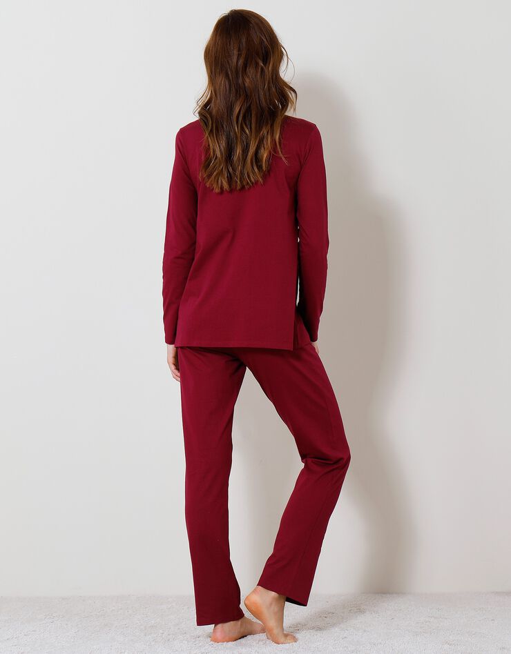 Pyjama manches longues coton imprimé « oiseaux » (cerise)
