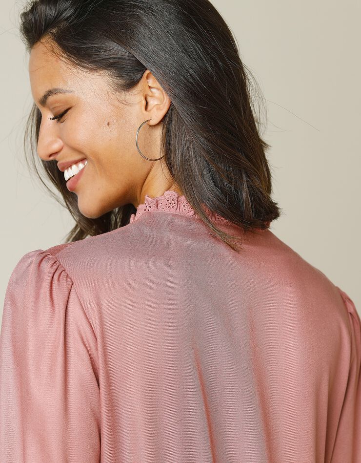 Robe courte twill et macramé (bois de rose) Robe courte twill et macramé (bois de rose)