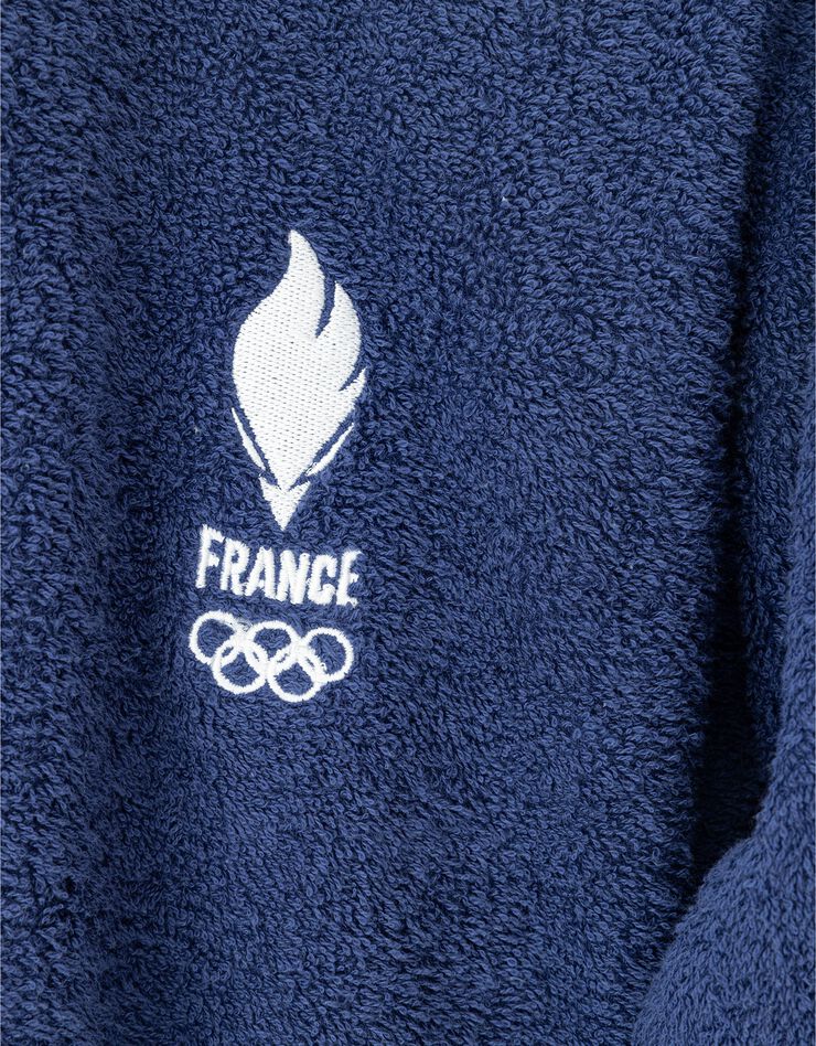 Peignoir de bain adulte JO Paris 2024® col kimono, éponge bouclette (bleu)