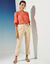 Pantalon 7/8ème fuselé uni, tissu fluide (beige)