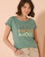 T-shirt imprimé "amour", manches à revers (vert grisé)