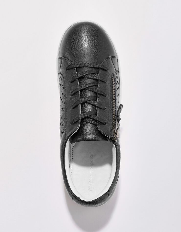 Tennis zippée en cuir perforé (noir)