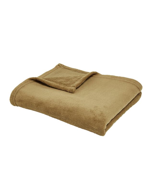 Plaid polaire toucher peluche (curry)