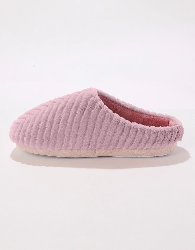 Mules en polaire plates et moelleuses (rose) Mules en polaire plates et moelleuses (rose)