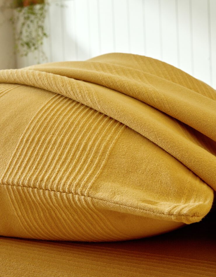 Jeté de lit uni tissé coton (miel)