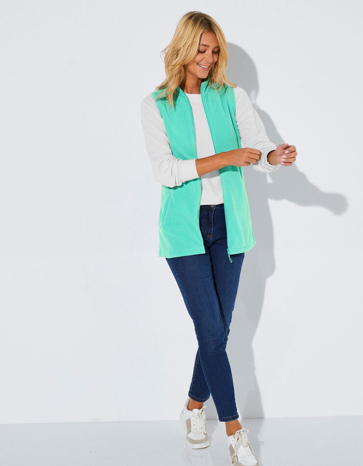 Veste polaire zippée sans manches (vert d'eau) Veste polaire zippée sans manches (vert d'eau)