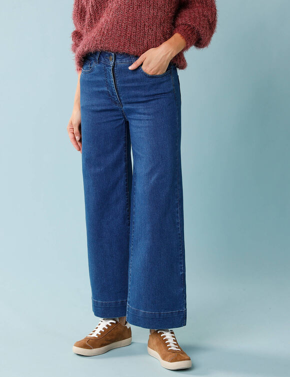 Jean taille haute Spécial Petites entrej. 65 cm, coupe large 7/8ème (stone)