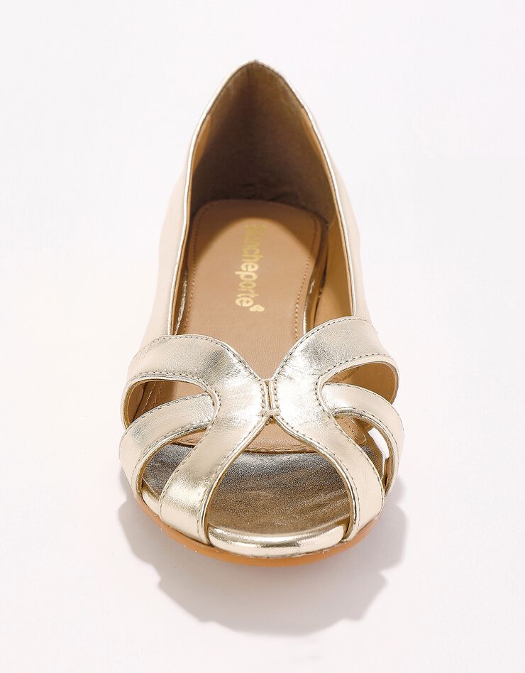Ballerines à bout ouvert en cuir (doré)
