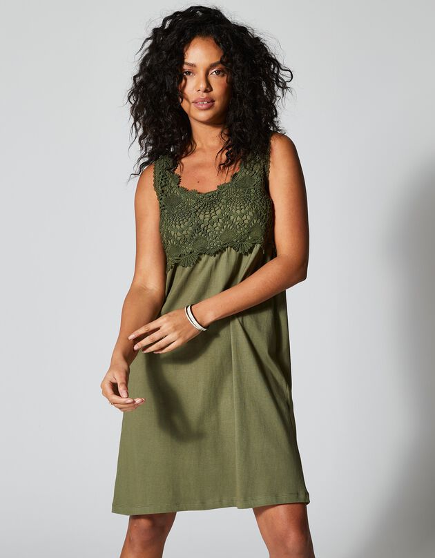 Robe plastron macramé (kaki)