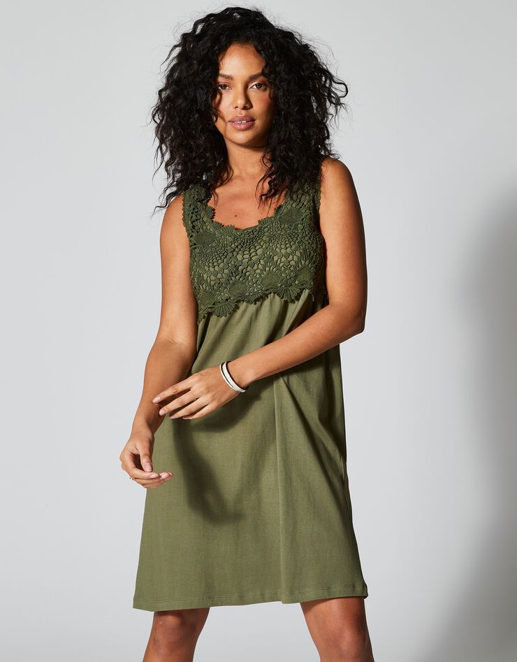 Robe plastron macramé (kaki)