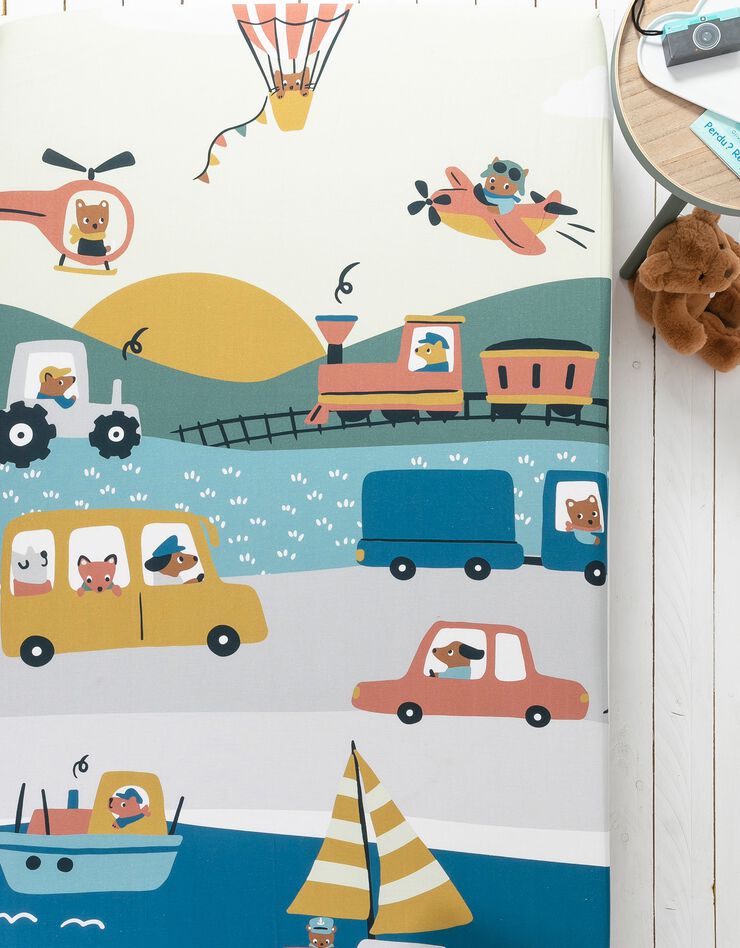 Linge de lit enfant Trafic imprimé 1 personne - coton (beige)