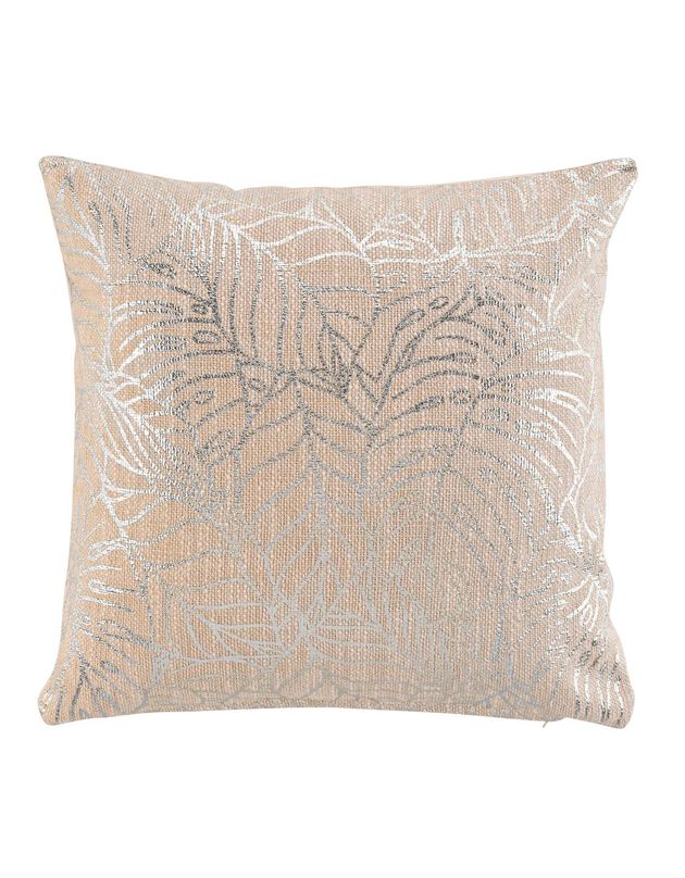 Coussin imprimé métallisé (beige)