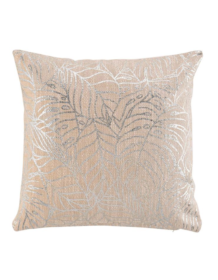 Coussin imprimé métallisé (beige)