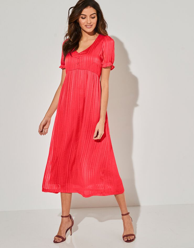 Robe longue unie, voile et fils et brillants (rouge) Robe longue unie, voile et fils et brillants (rouge)