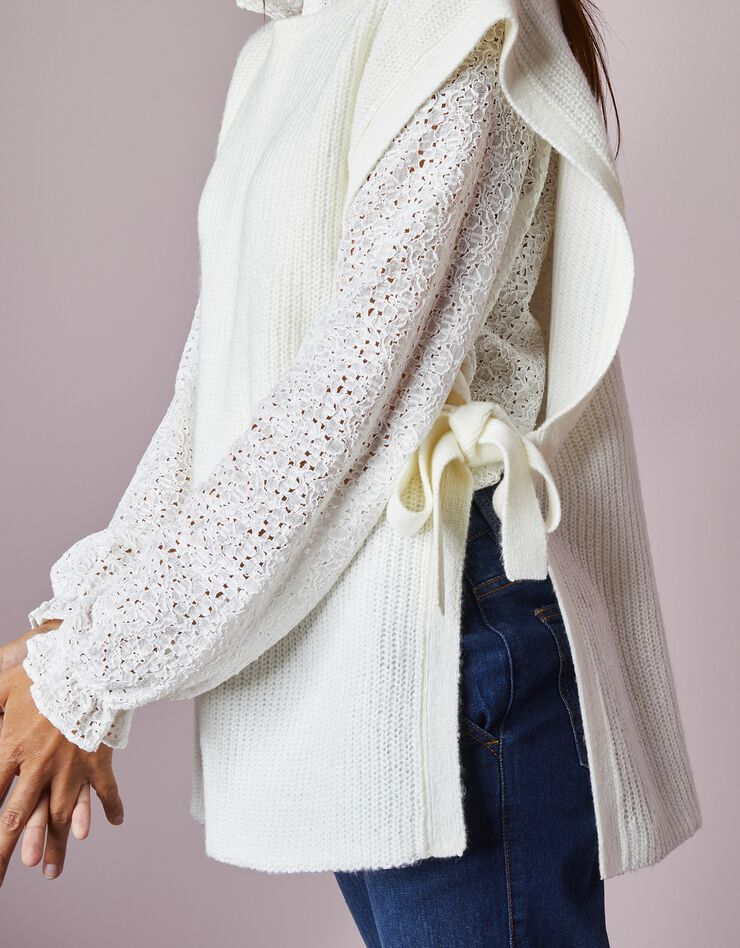 Pull tunique sans manches, maille anglaise toucher mohair (écru) Pull tunique sans manches, maille anglaise toucher mohair (écru)