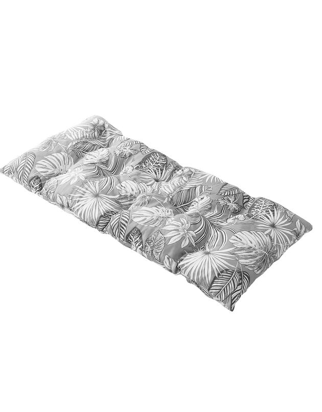 Long coussin déco coton imprimé tropical (gris)