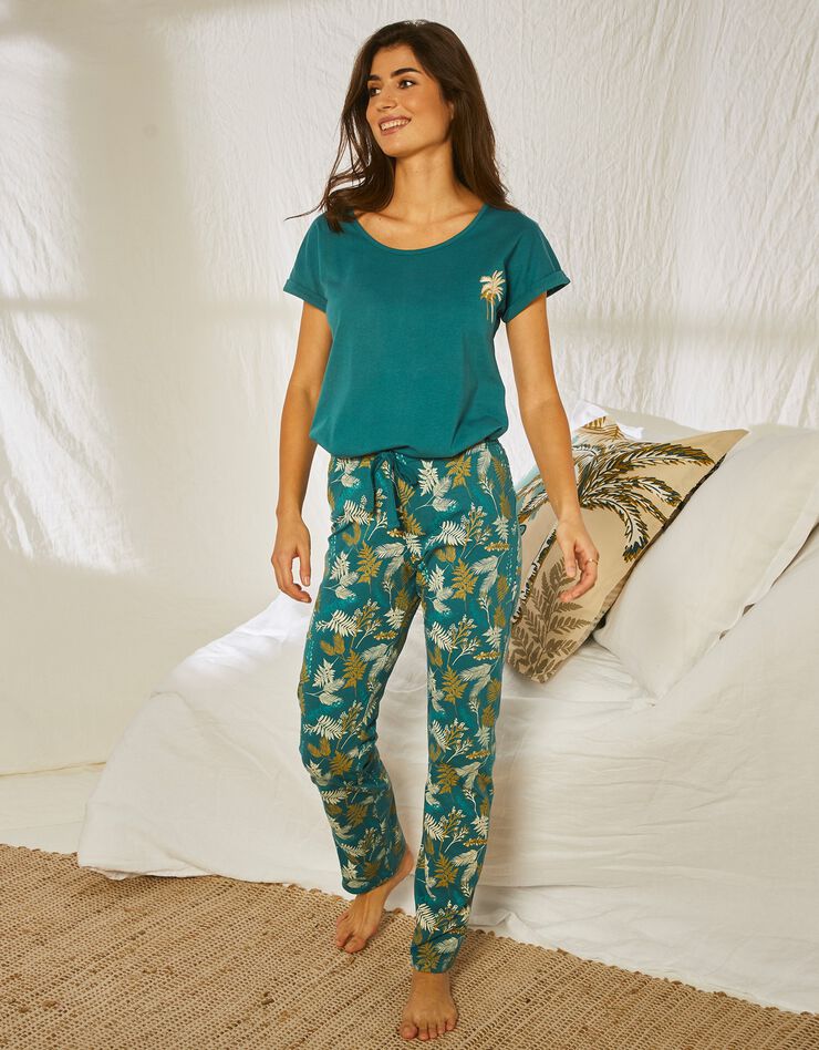 Pyjama en coton à manches longues, imprimé Borneo (émeraude) Pyjama en coton à manches longues, imprimé Borneo (émeraude)