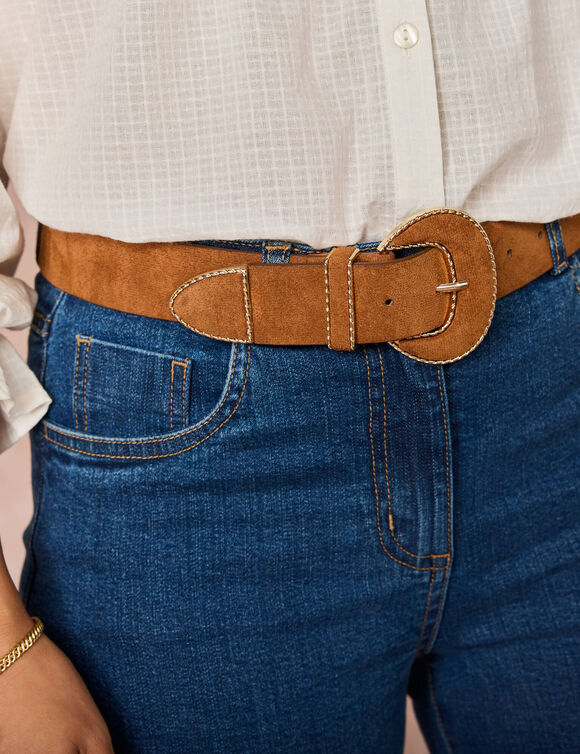 Ceinture suédine boucle ovale (caramel)