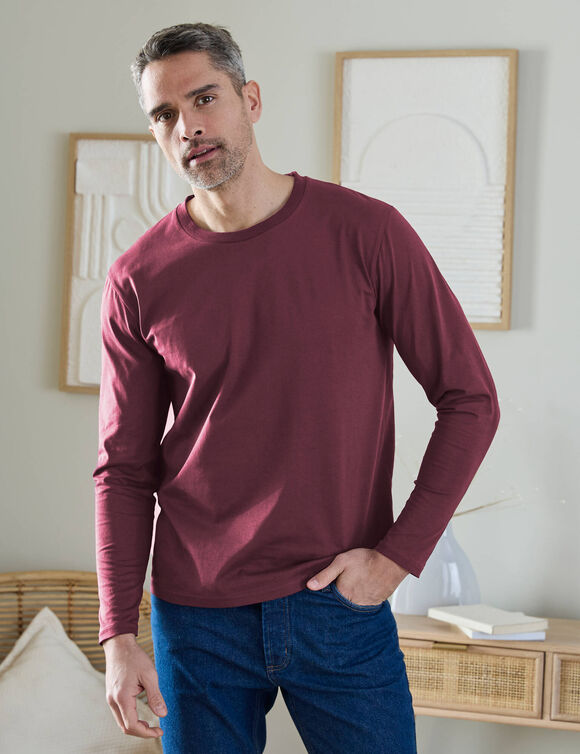 T-shirt col rond manches longues - lot de 3 (bordeaux + marine + bleu)