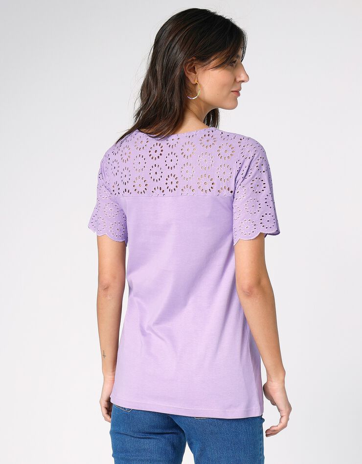 Tee-shirt broderie anglaise (lilas) Tee-shirt broderie anglaise (lilas)
