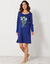 Chemise de nuit courte manches longues motif « rosace » (bleu dur)