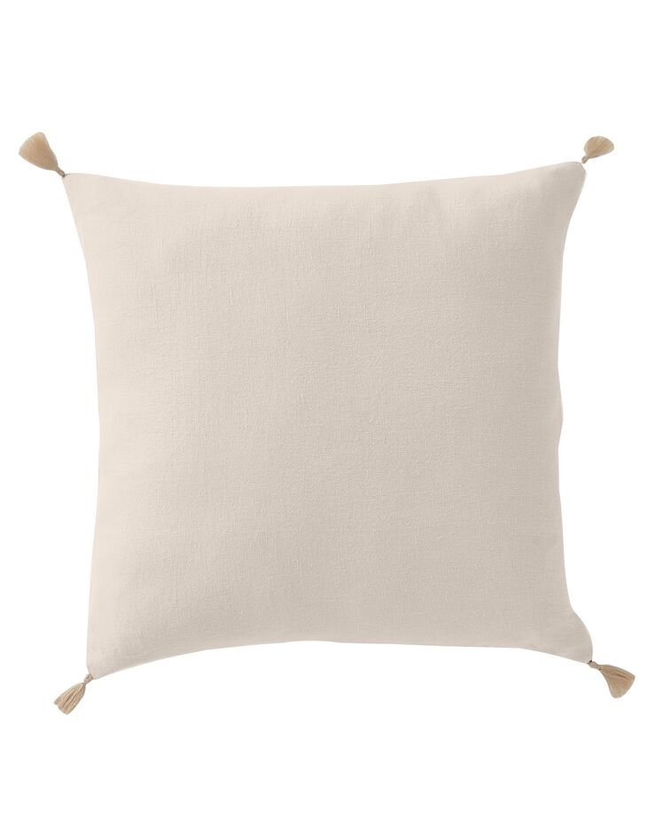 Housse de coussin unie 100% lin lavé - lot de 2 (beige) Housse de coussin unie 100% lin lavé - lot de 2 (beige)
