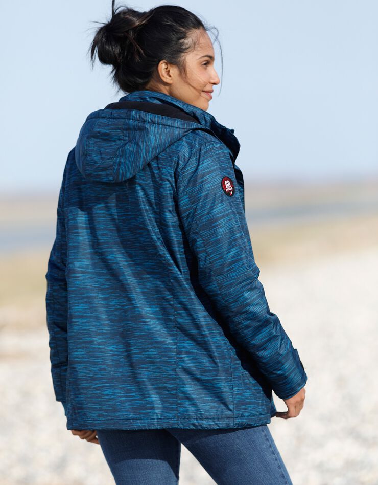 Parka imperméable doublée polaire imprimée chiné (bleu canard) Parka imperméable doublée polaire imprimée chiné (bleu canard)