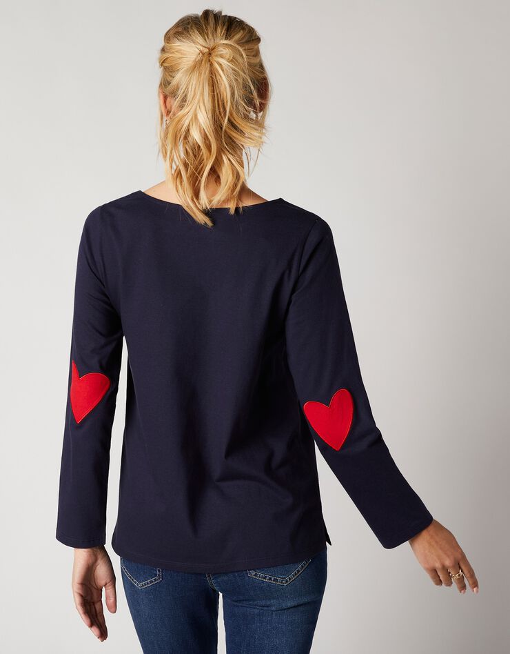 Tee-shirt marinière uni coudières coeur (marine) Tee-shirt marinière uni coudières coeur (marine)