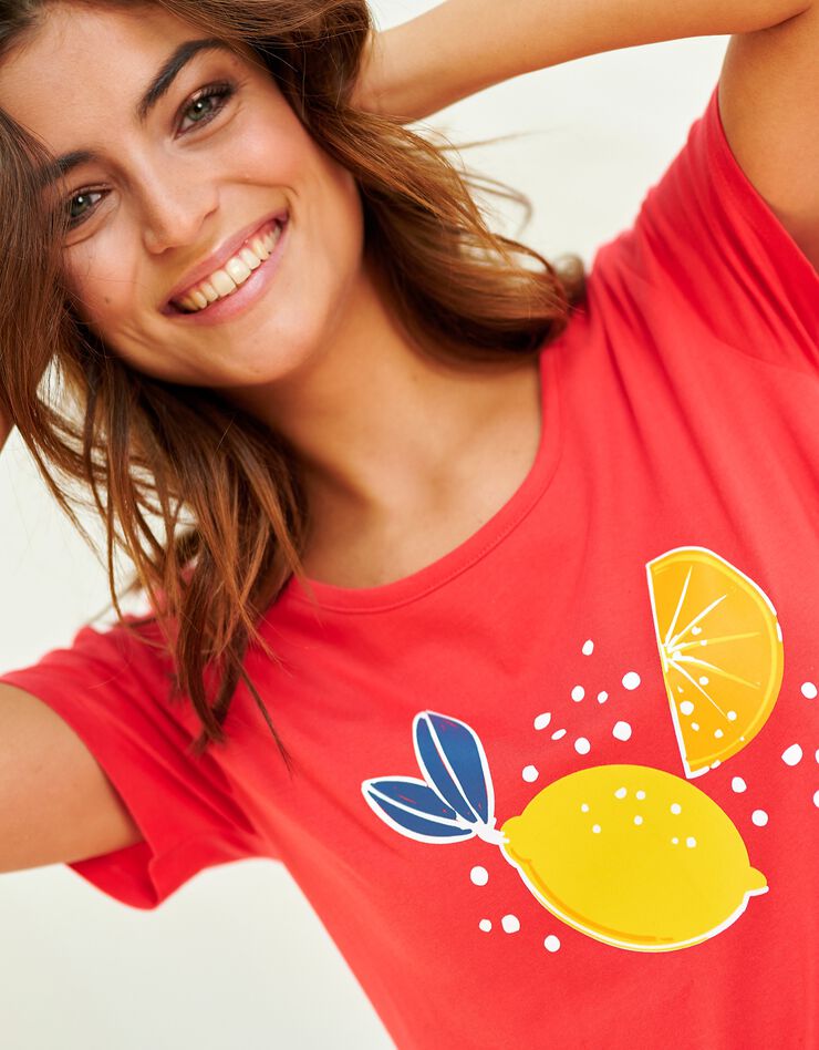 Chemise de nuit courte imprimé fruits (capucine) Chemise de nuit courte imprimé fruits (capucine)