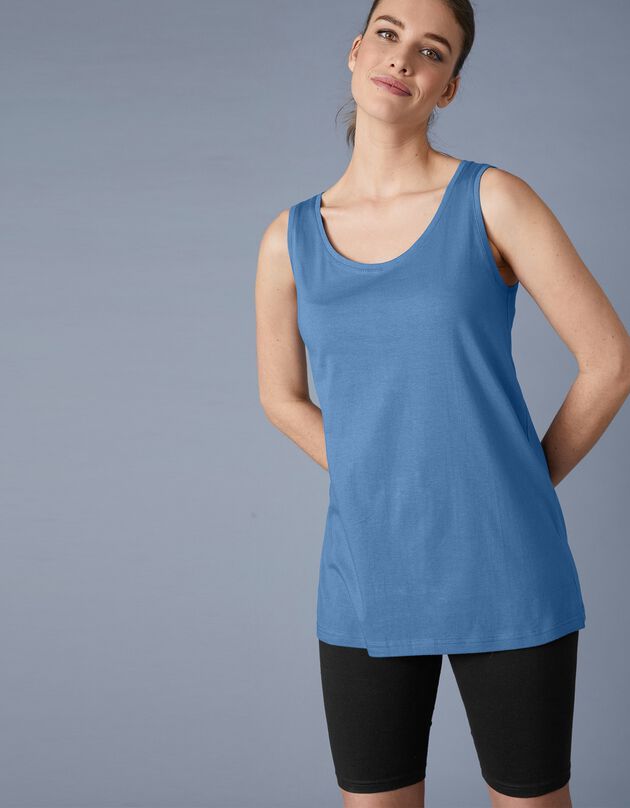 Débardeur uni en coton bio, éco-responsable (bleu grisé) Débardeur uni en coton bio, éco-responsable (bleu grisé)