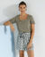 T-shirt col carré galon fantaisie (kaki)