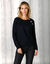 Pull &eacute;paule boutonn&eacute;e bijoux (noir)