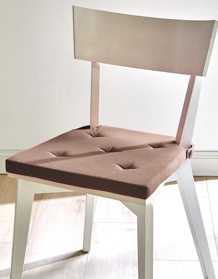Galette de chaise unie carrée coton - lot de 2 (taupe)