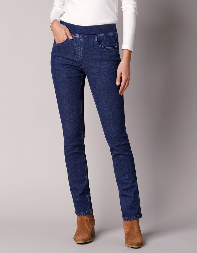 Jean droit "ultra confort" taille élastiquée (dark blue)
