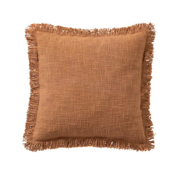 Coussin uni coton texturé (caramel)