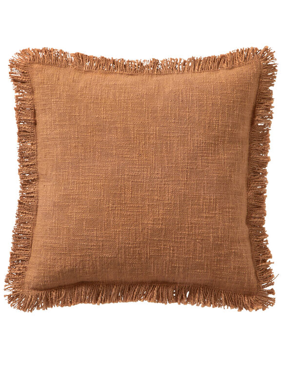 Coussin uni coton texturé (caramel)