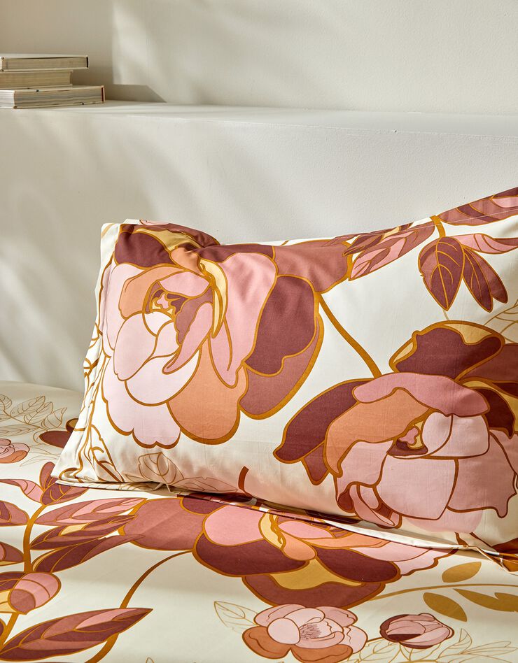Linge de lit Louise imprimé floral – percale coton (ivoire)