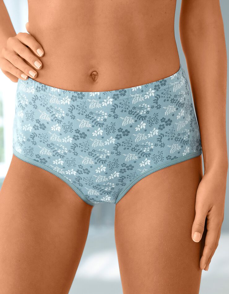 Culotte forme maxi coton motifs fleuris – Lot de 6 (marine / vert) Culotte forme maxi coton motifs fleuris – Lot de 6 (marine / vert)