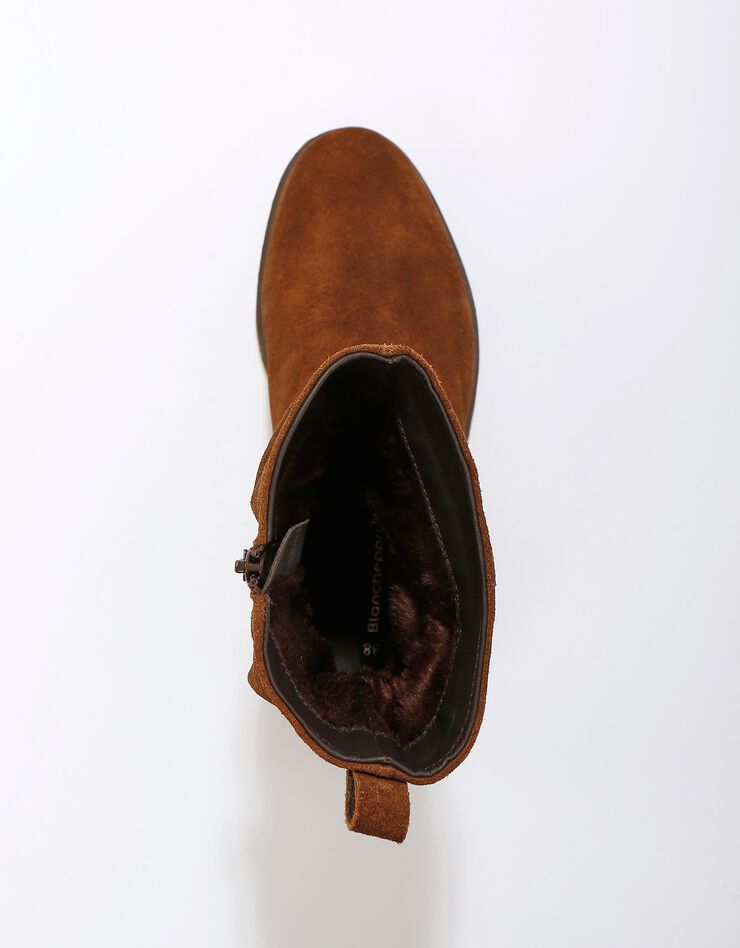 Bottes fourrées en cuir plissé  (chocolat)