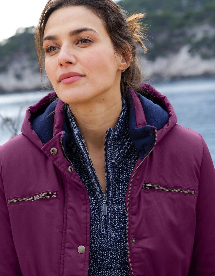 Parka déperlante doublée maille polaire (prune) Parka déperlante doublée maille polaire (prune)